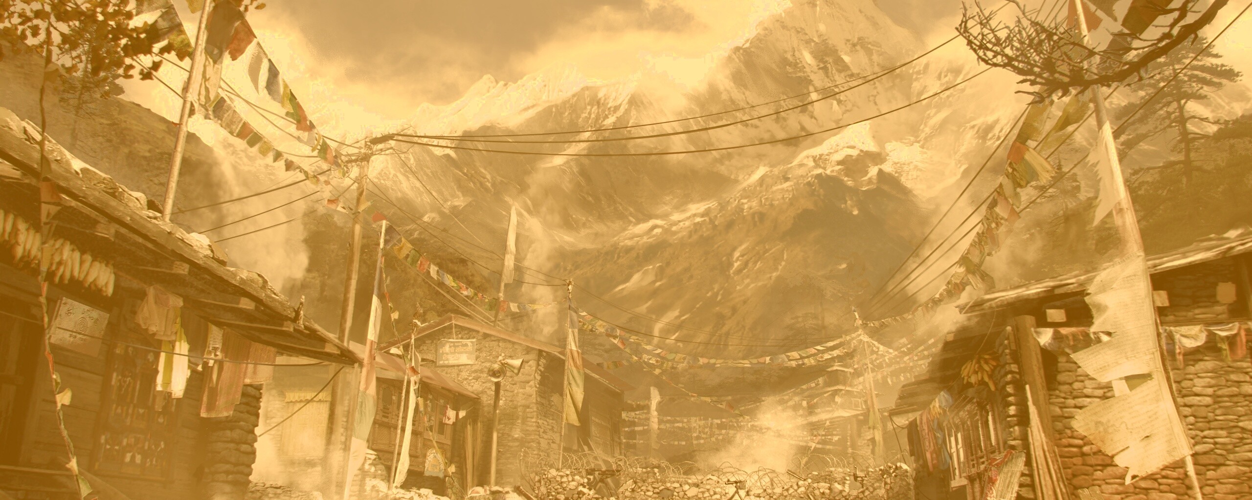 Загороженная улица в горах обои