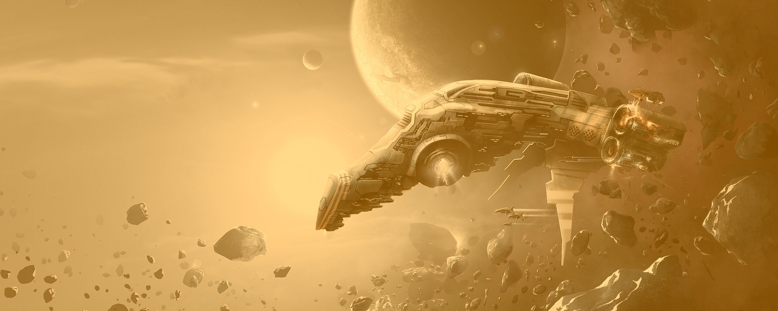 Полет в астероидах обои