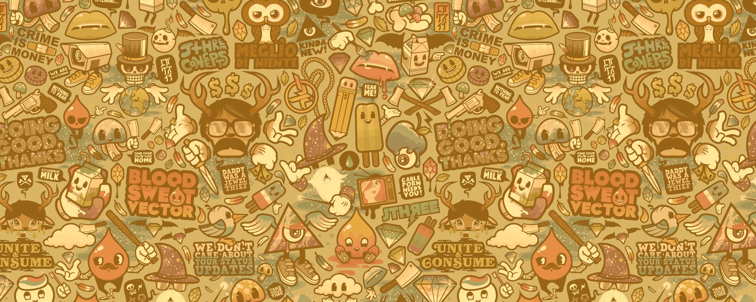 Коллаж из мультяшных картинок обои