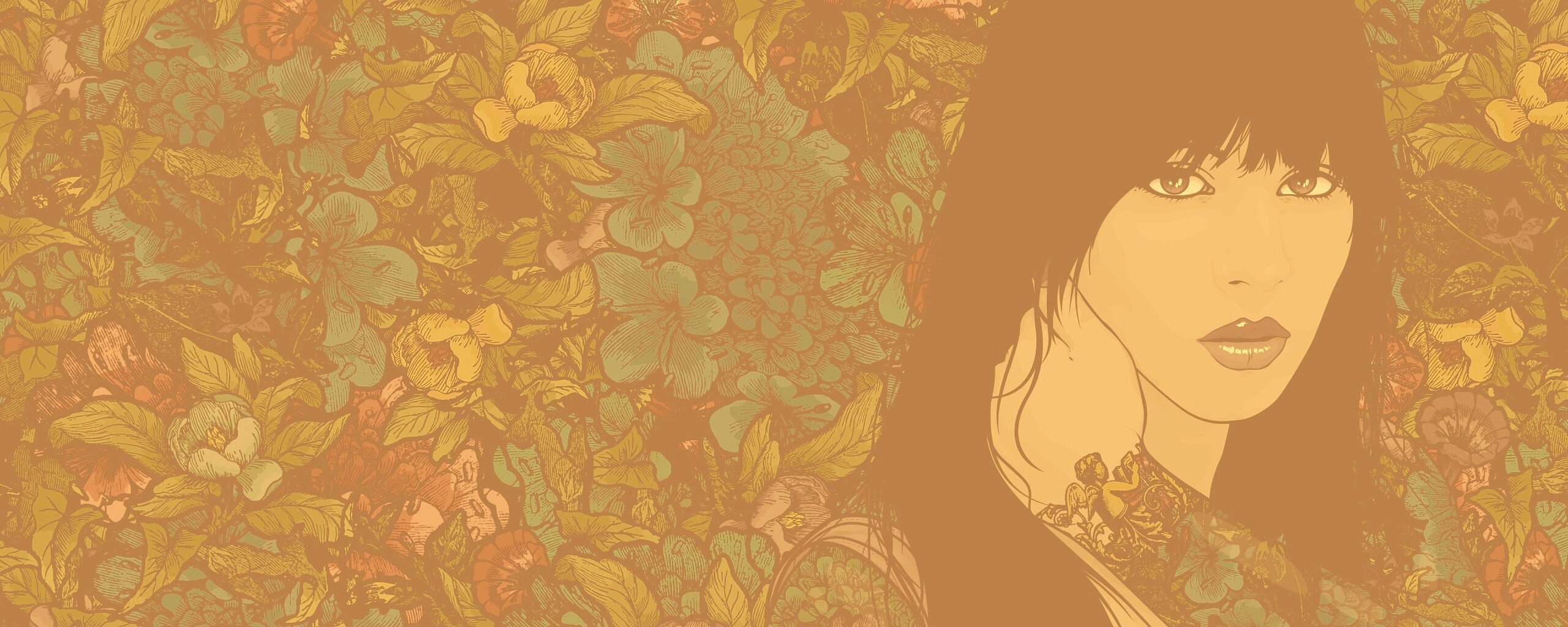 Девушка с цветочной тату обои