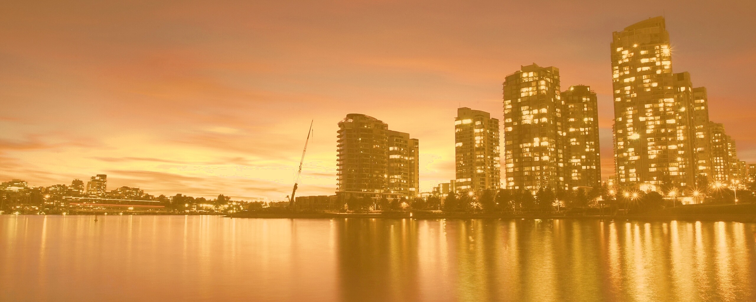 Фиолетовый закат в Ванкувере обои