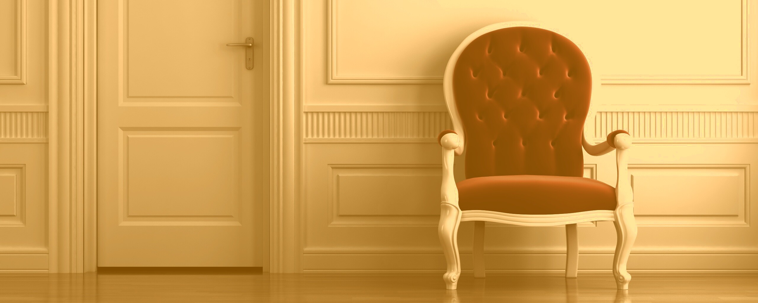 красное кресло в белой комнате обои