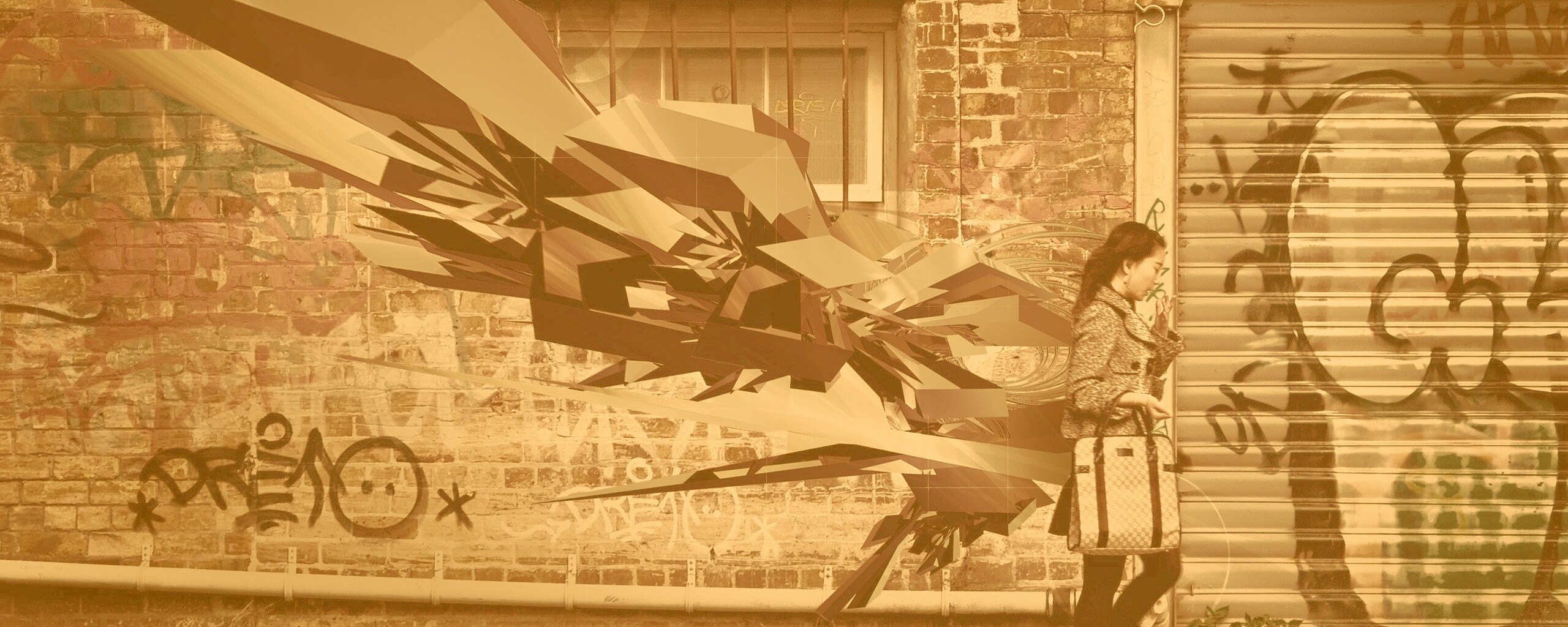 3D граффити на стене обои