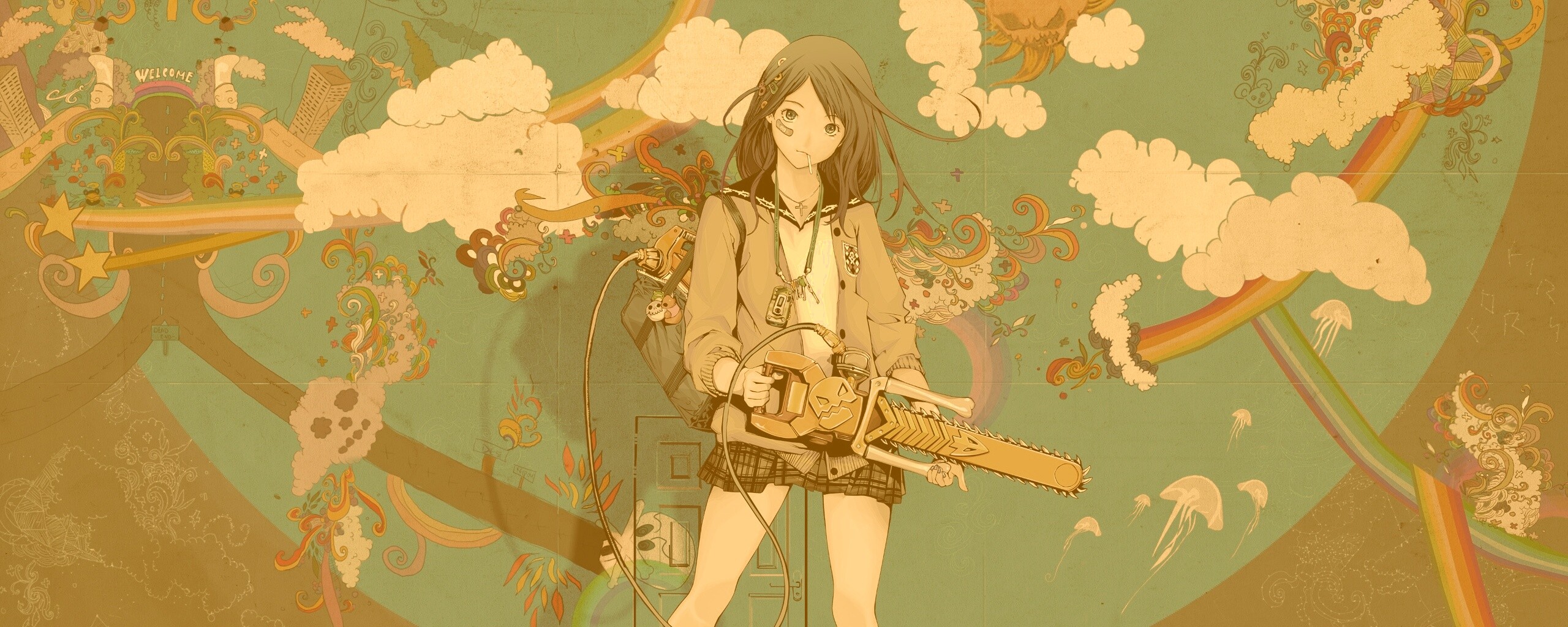 Девушка с бензопилой обои