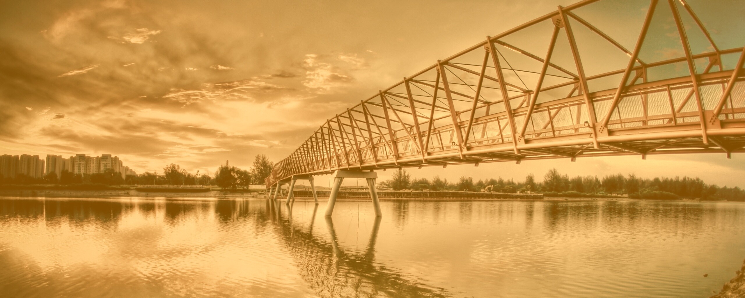 Мост через реку обои