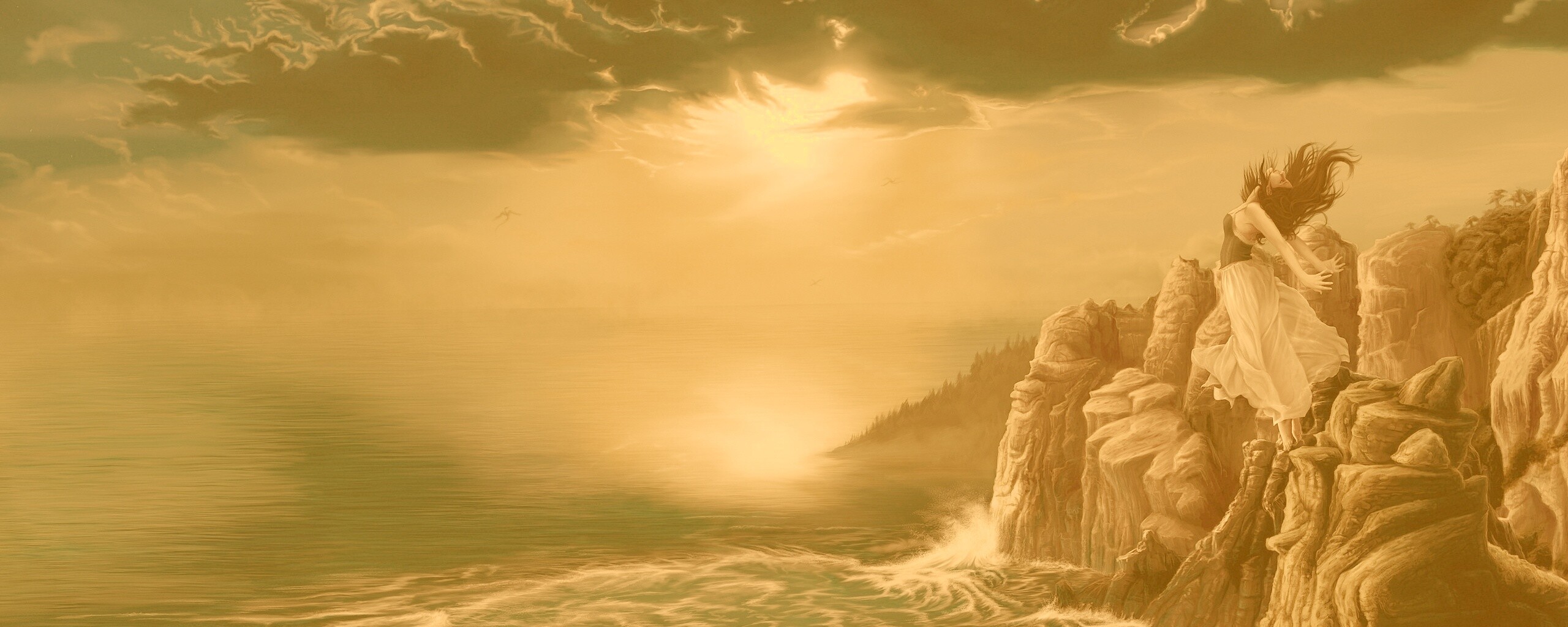 Прыжок с обрыва обои