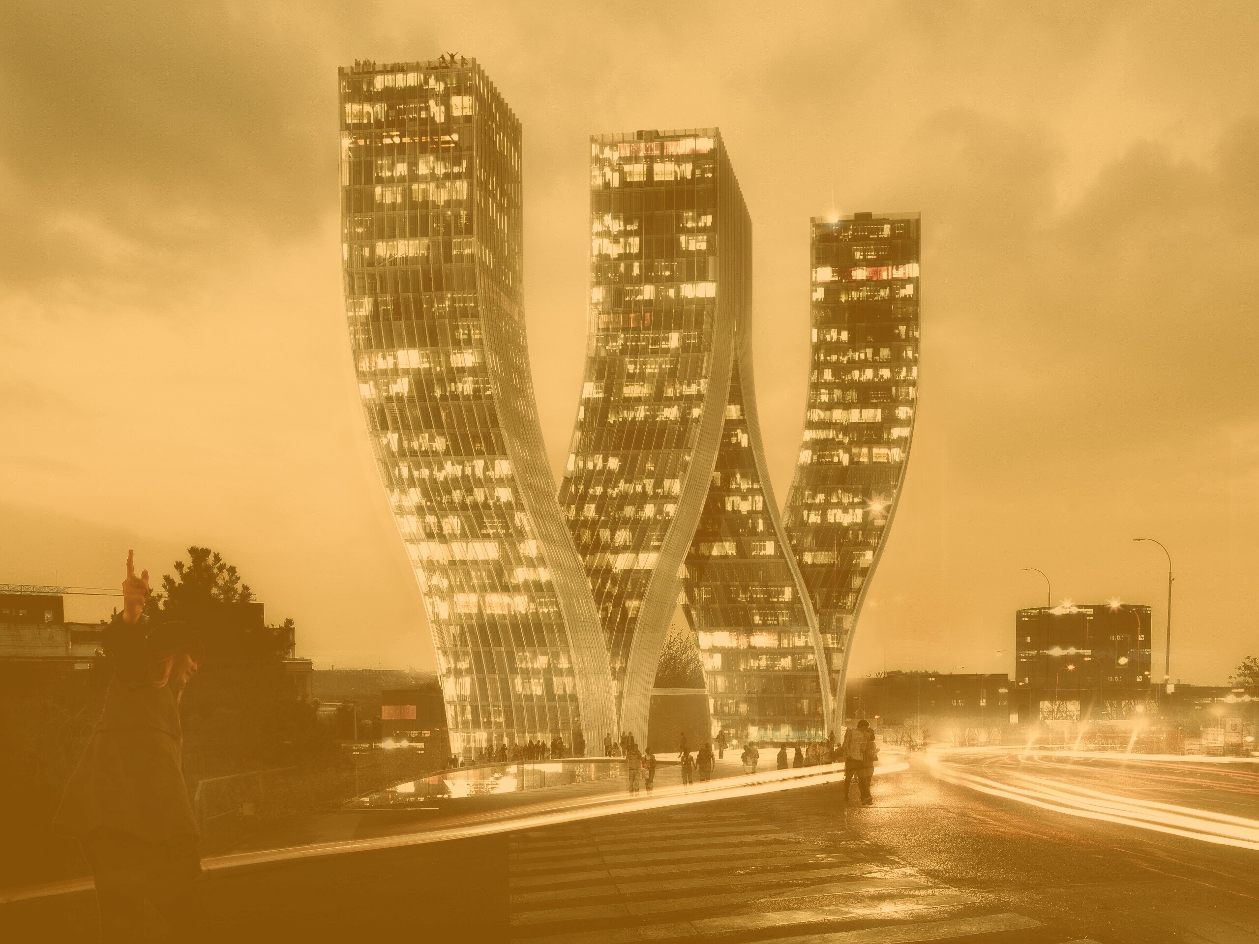 Здание в форме буквы W обои