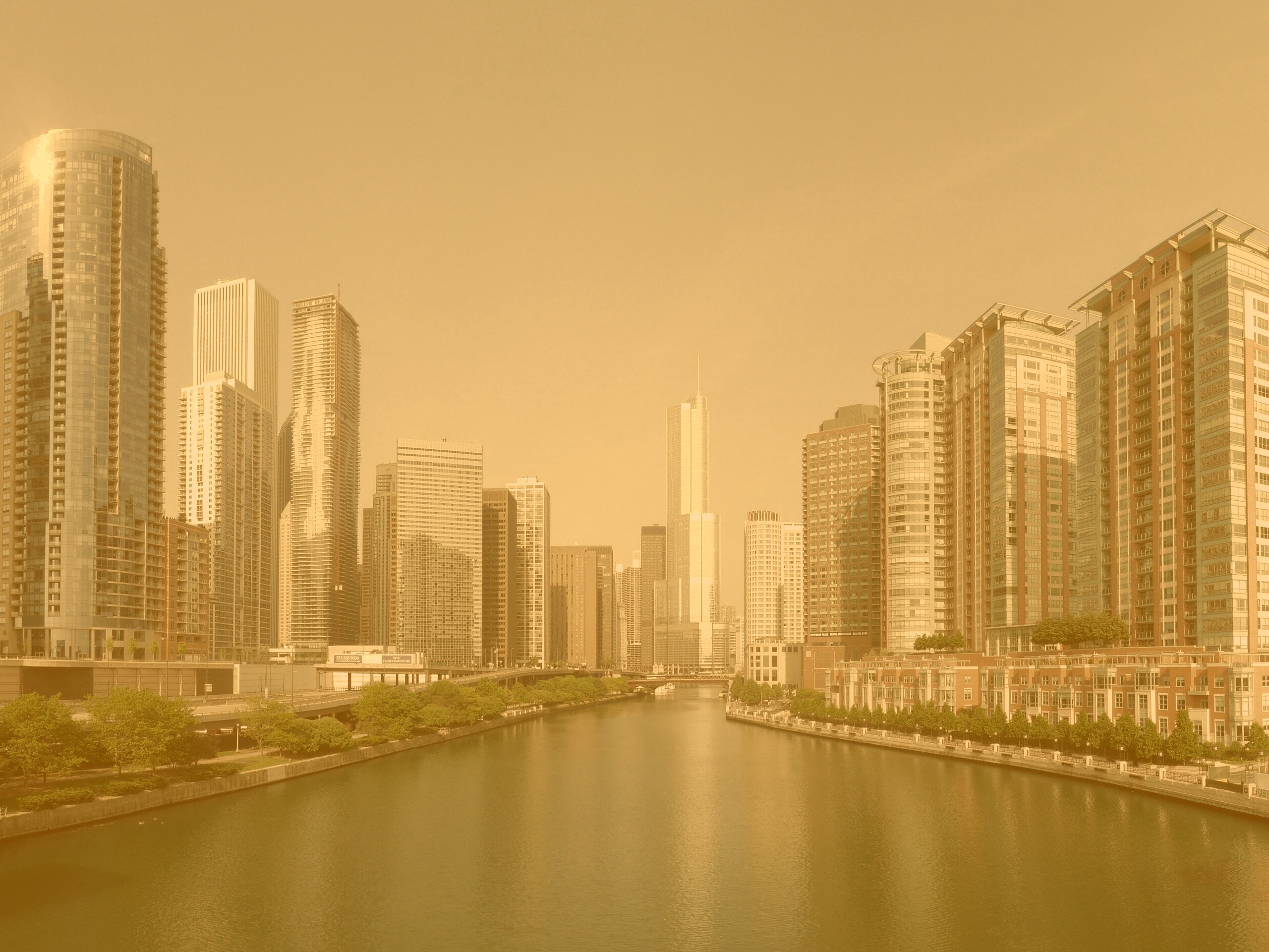 Вид на Чикаго обои