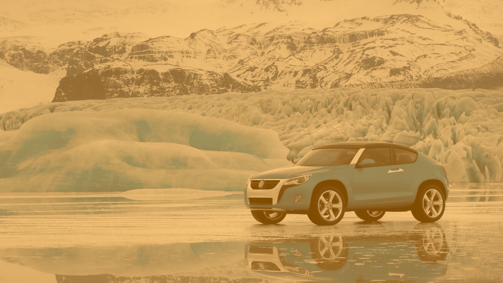 Внедорожник Фольксваген на льду обои