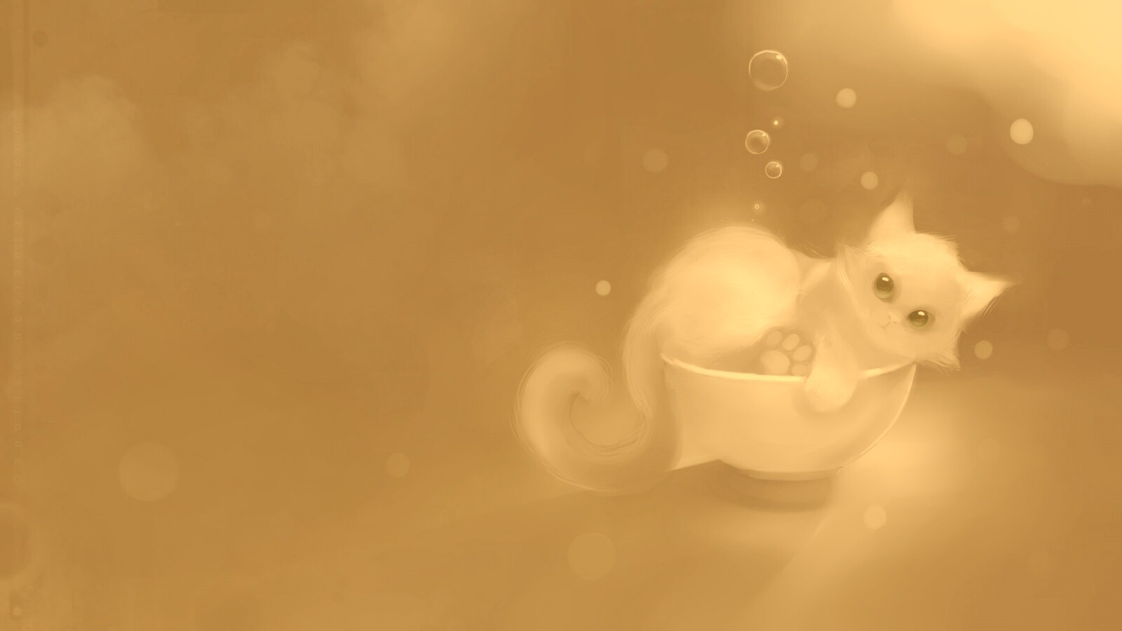 Котёнок в миске обои