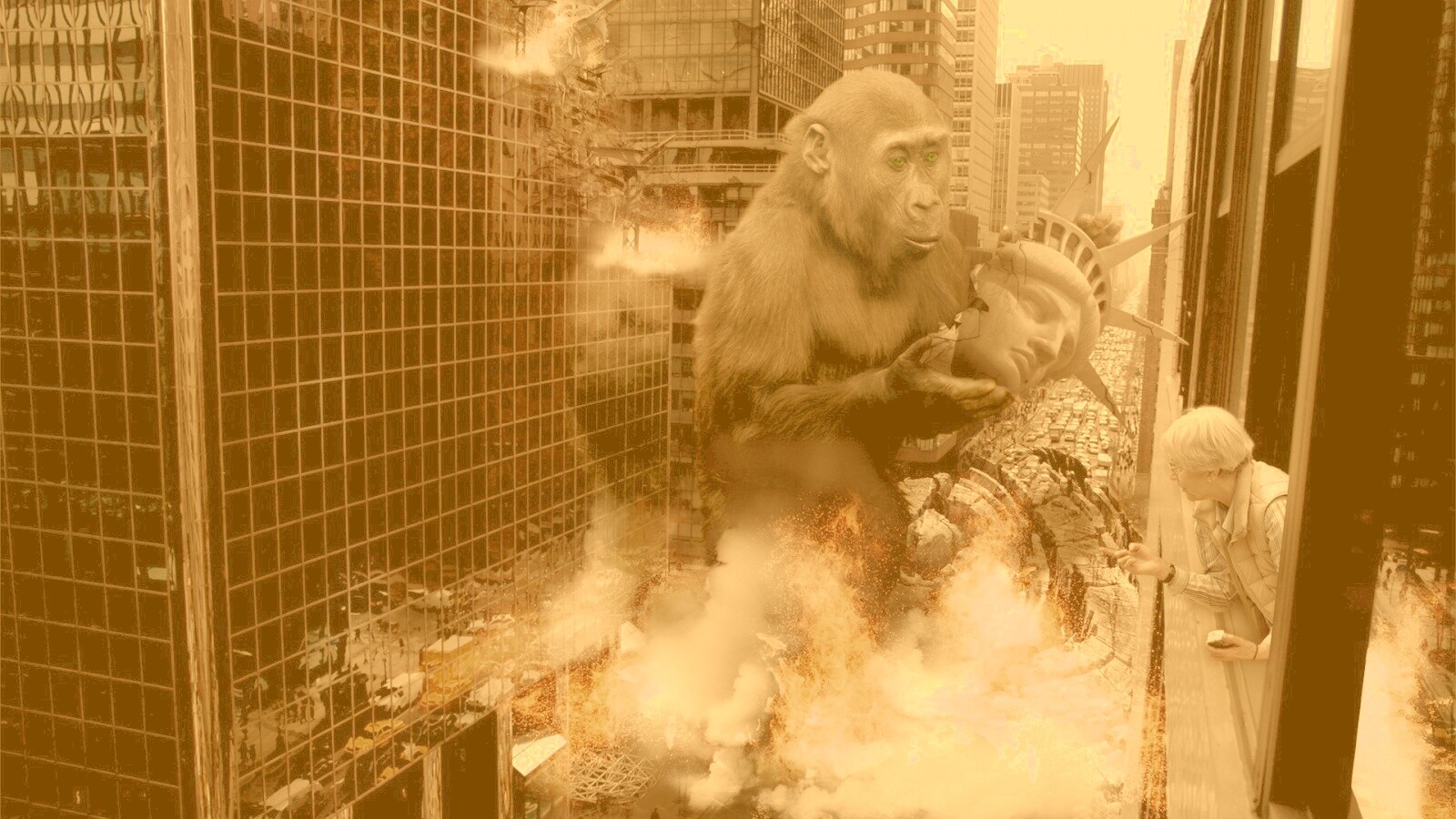 Обезьяна терроизирует Нью-Йорк обои