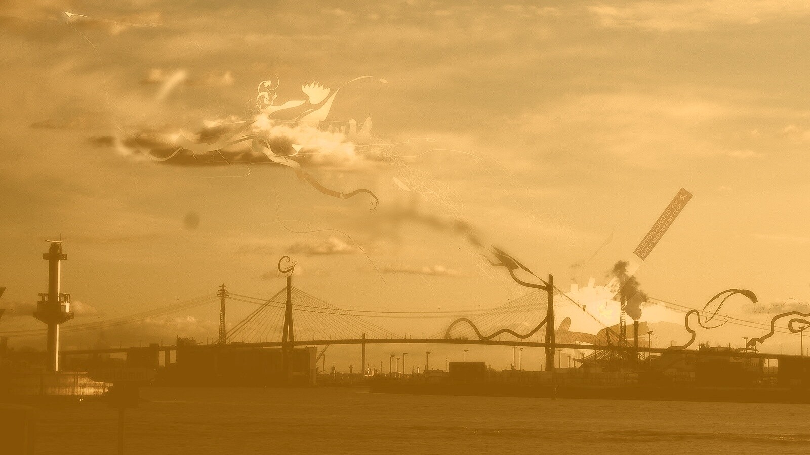 Абстракиця над мостом обои