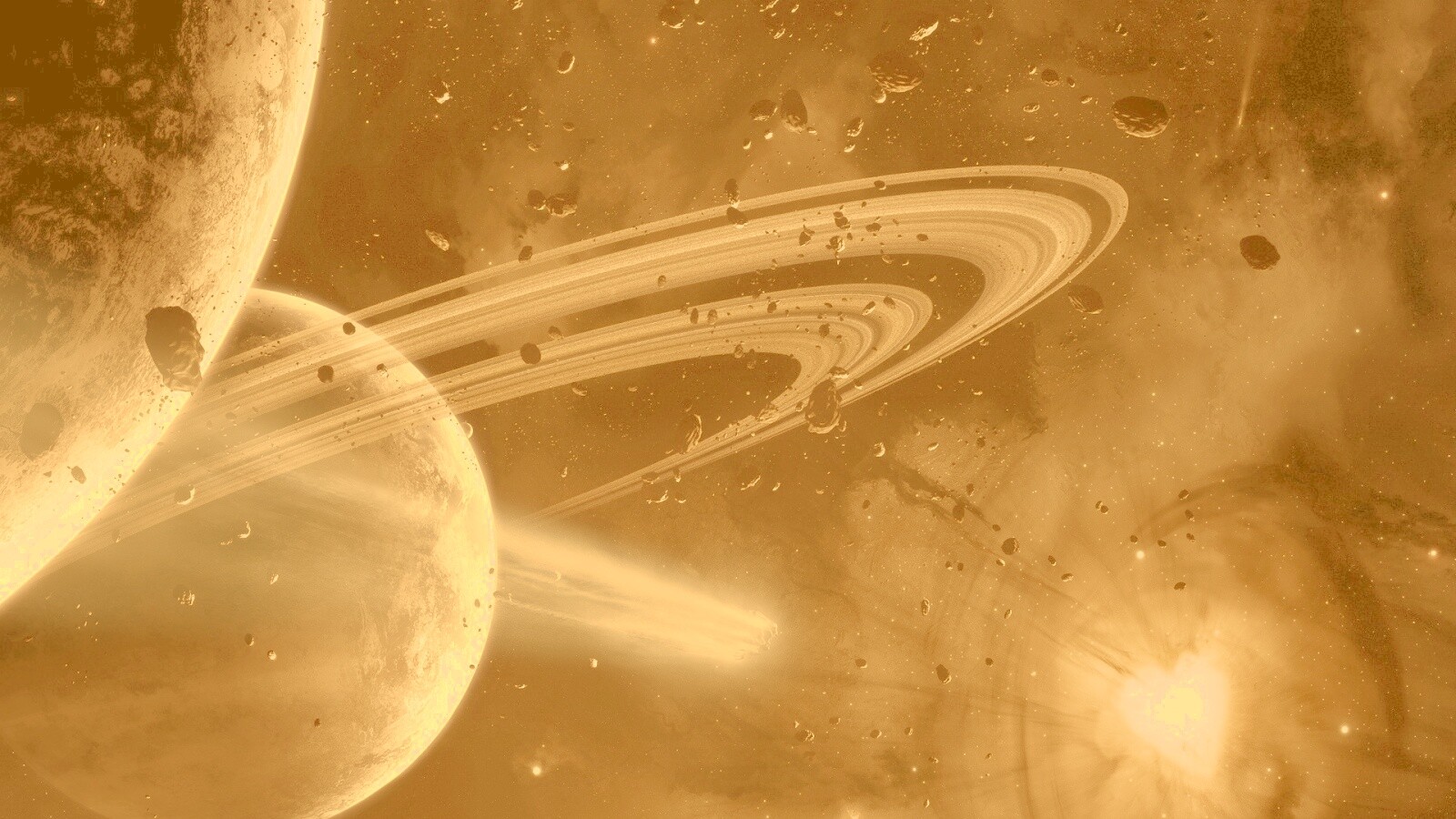 Голубой метеорит и туманность в виде сердца обои