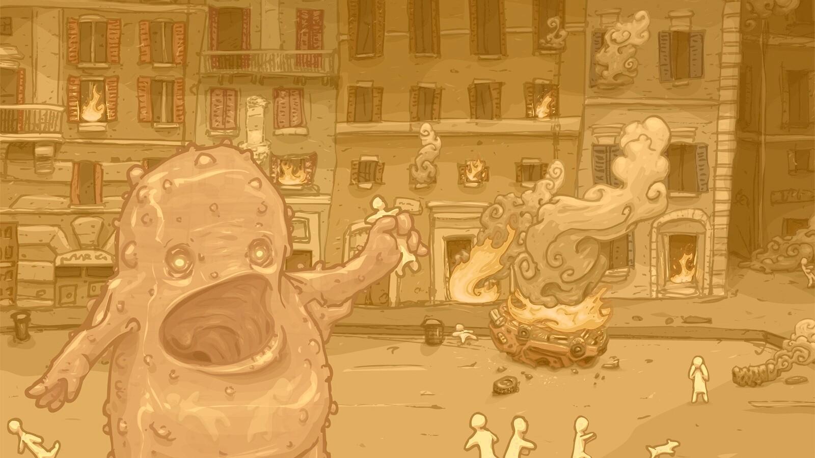 Монстр жрет людей обои