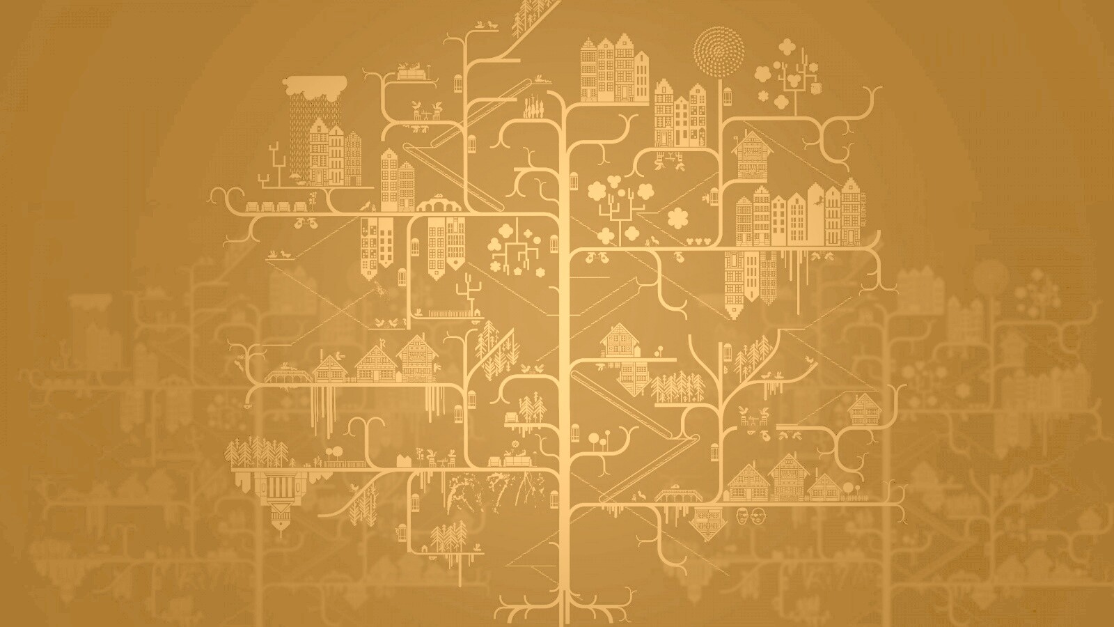 Древовидный город обои