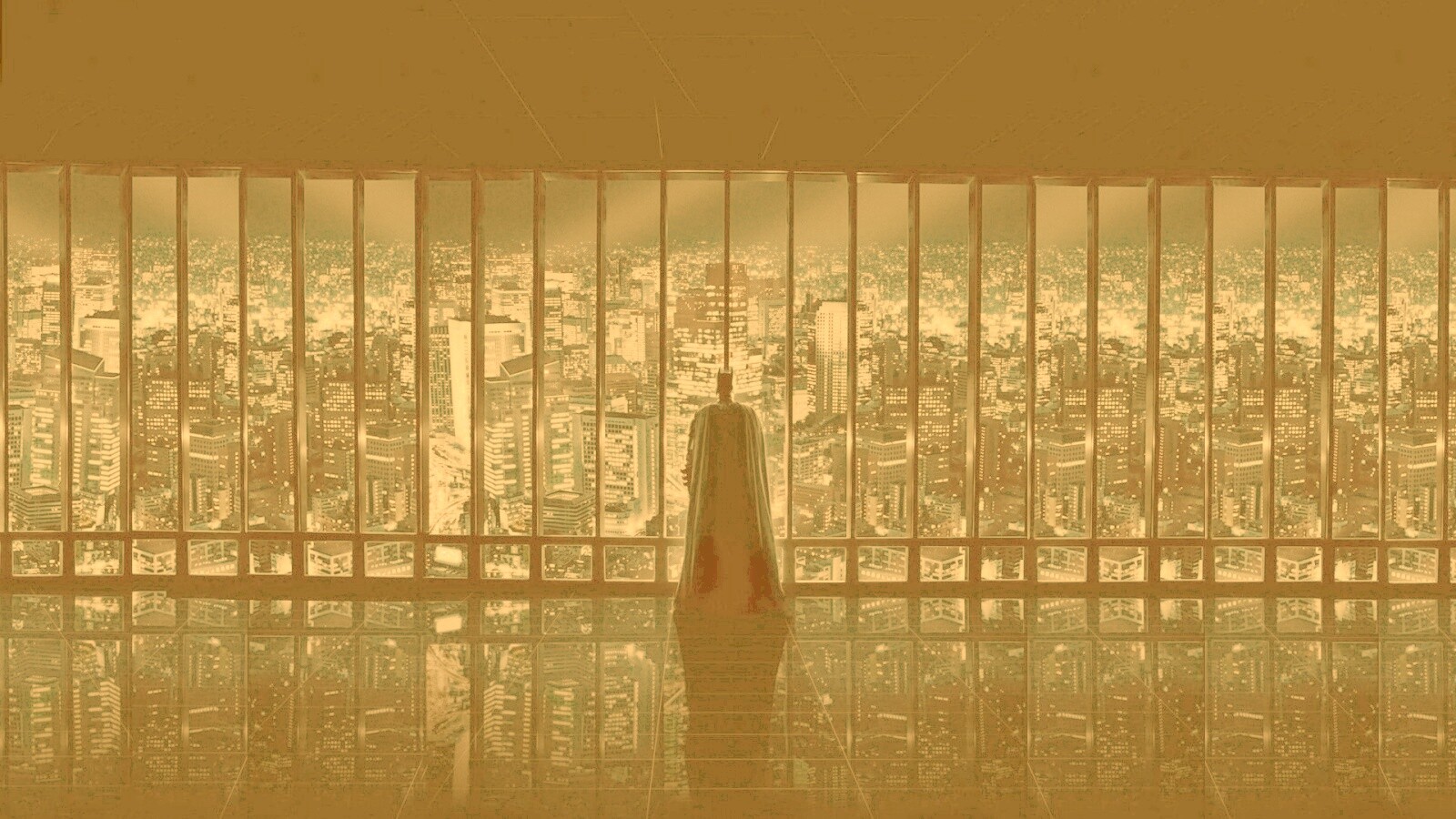 Бэтмен  смотрит на Готем обои