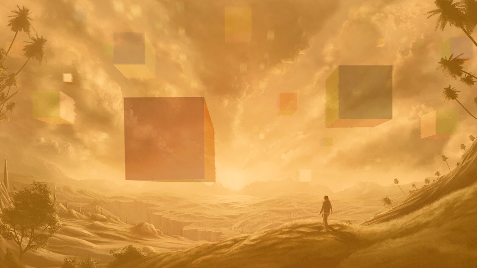 Кубы в небе обои