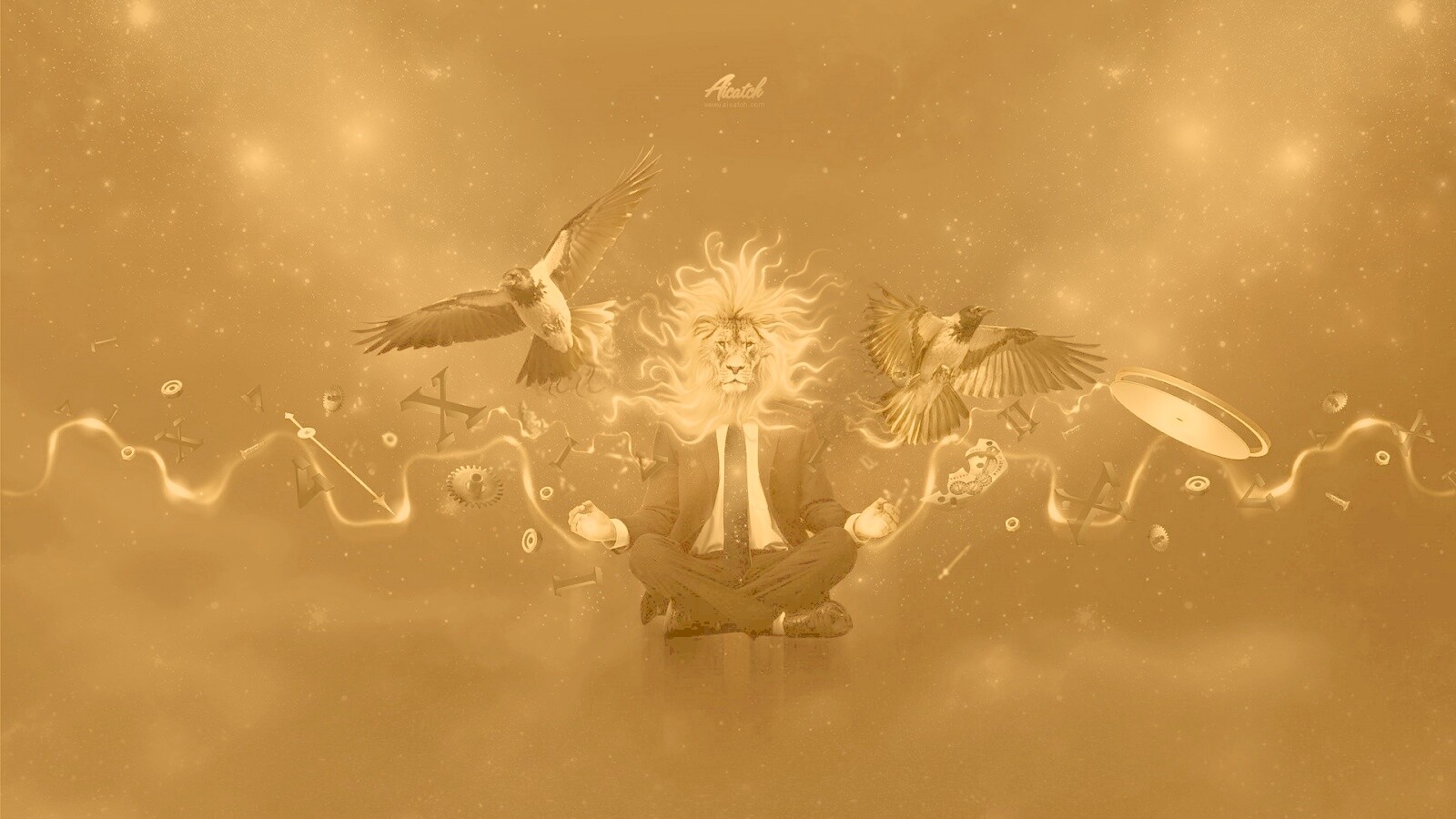 Мужчина с головой льва обои