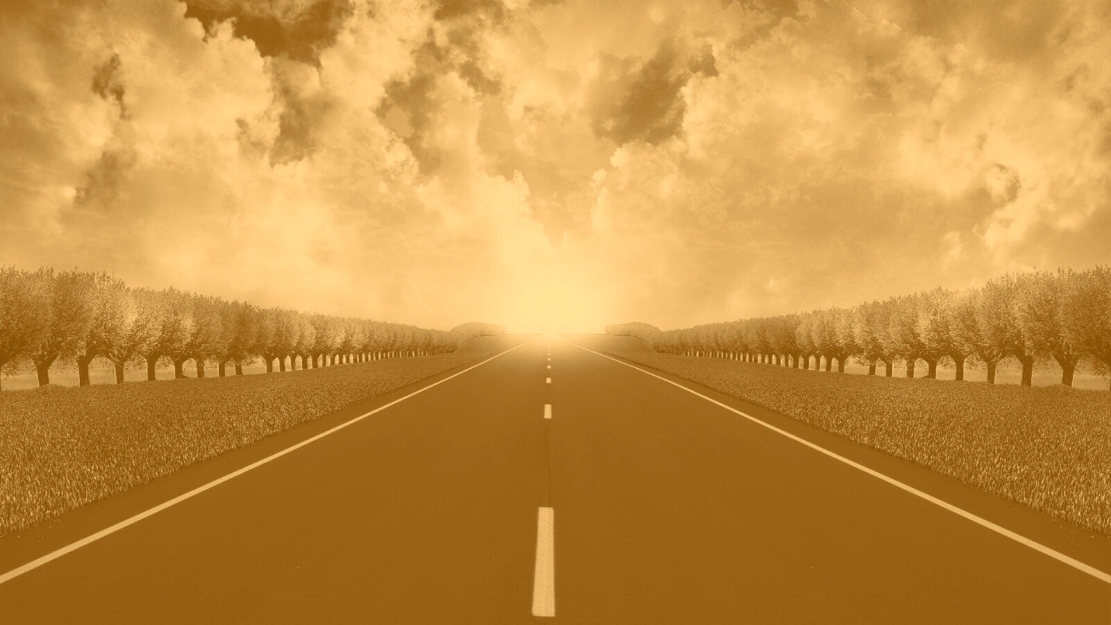 Дорога на закат обои