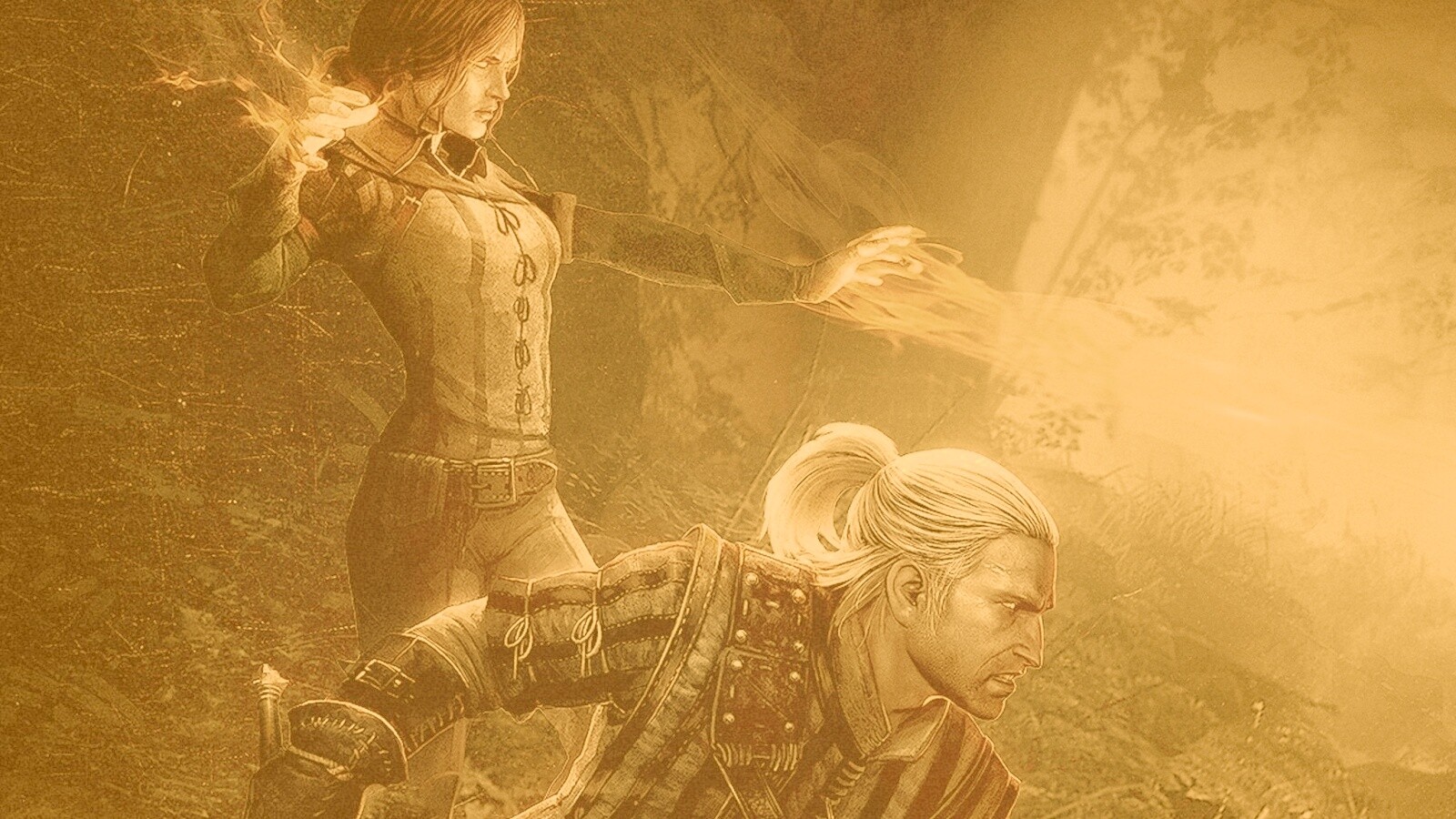 Геральт и Трисс в бою обои
