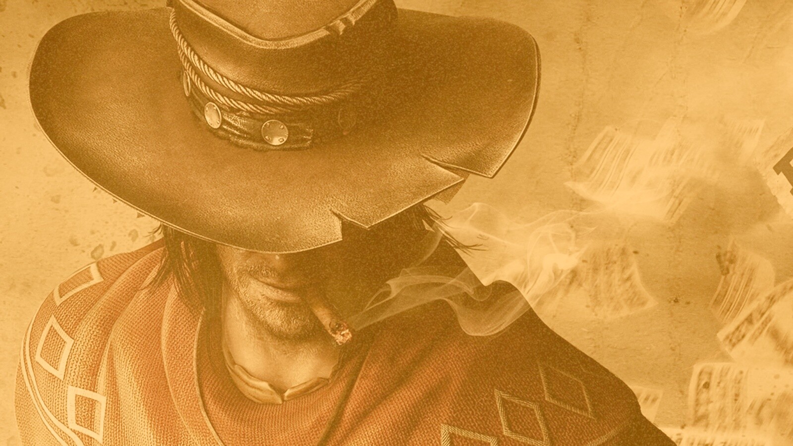 Мужик с сигарой в шляпе и пончо обои