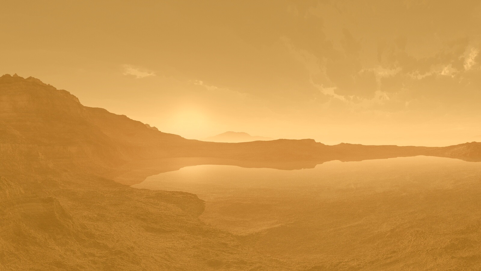 Озеро в каменистой пустыне обои