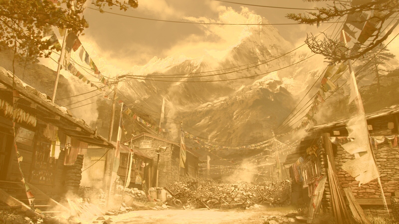 Загороженная улица в горах обои