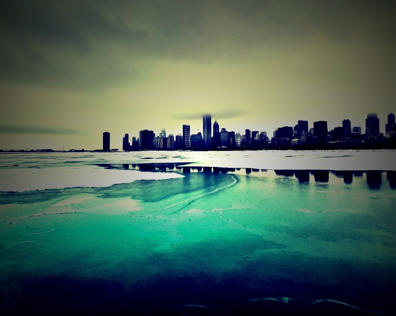 Зимний город обои