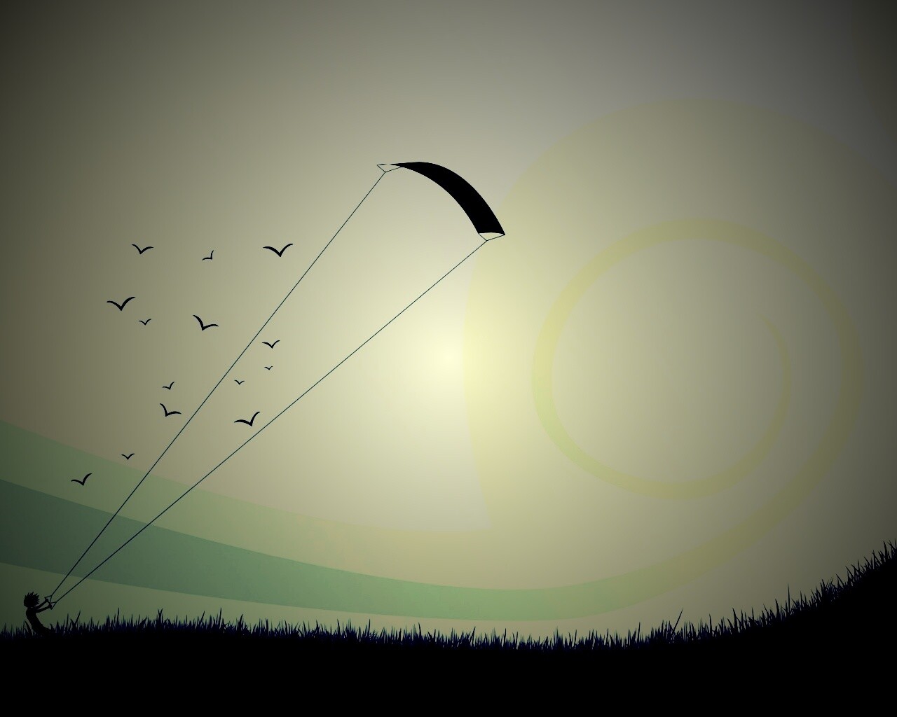 Запуск воздушного змея обои