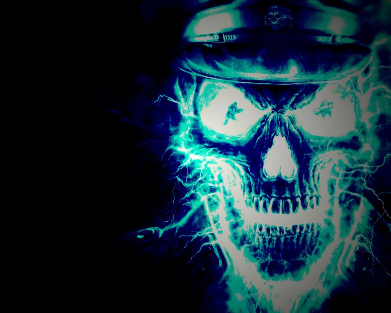 Череп из молний обои