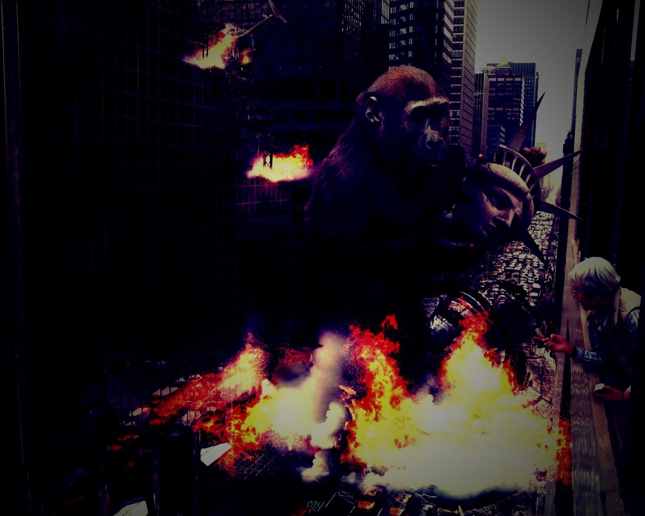 Обезьяна терроизирует Нью-Йорк обои