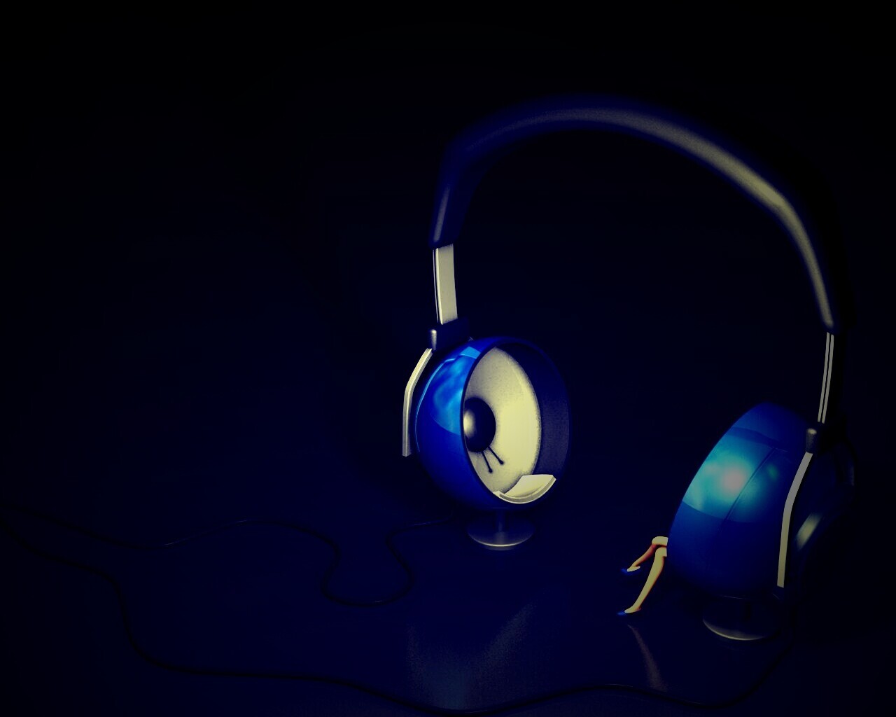 Девушка в наушниках обои