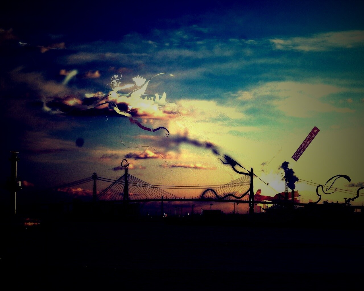 Абстракиця над мостом обои