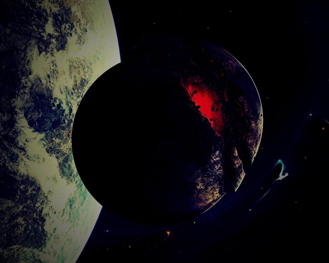 Спутник раскалывается пополам обои