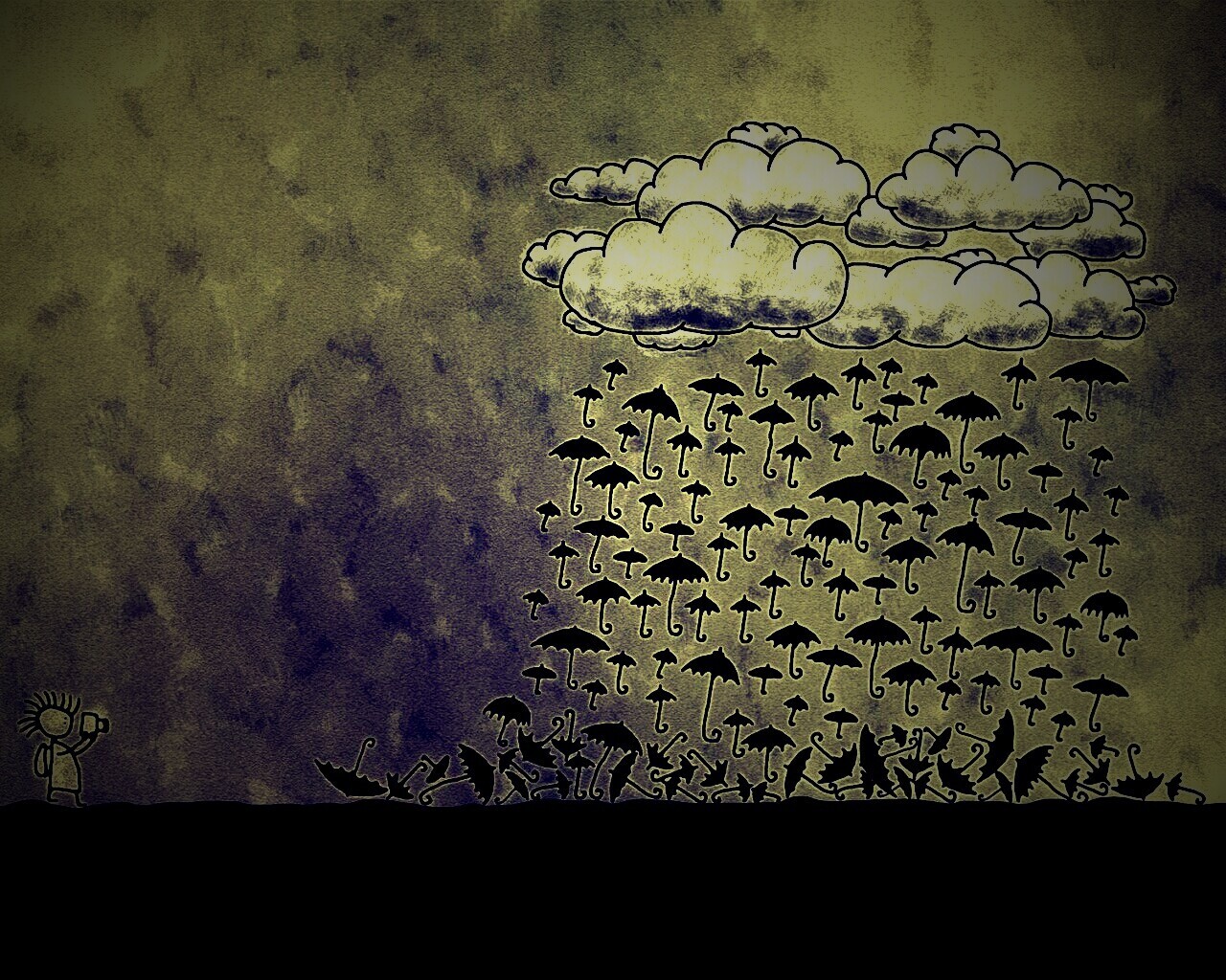 Дождь из зонтиков обои