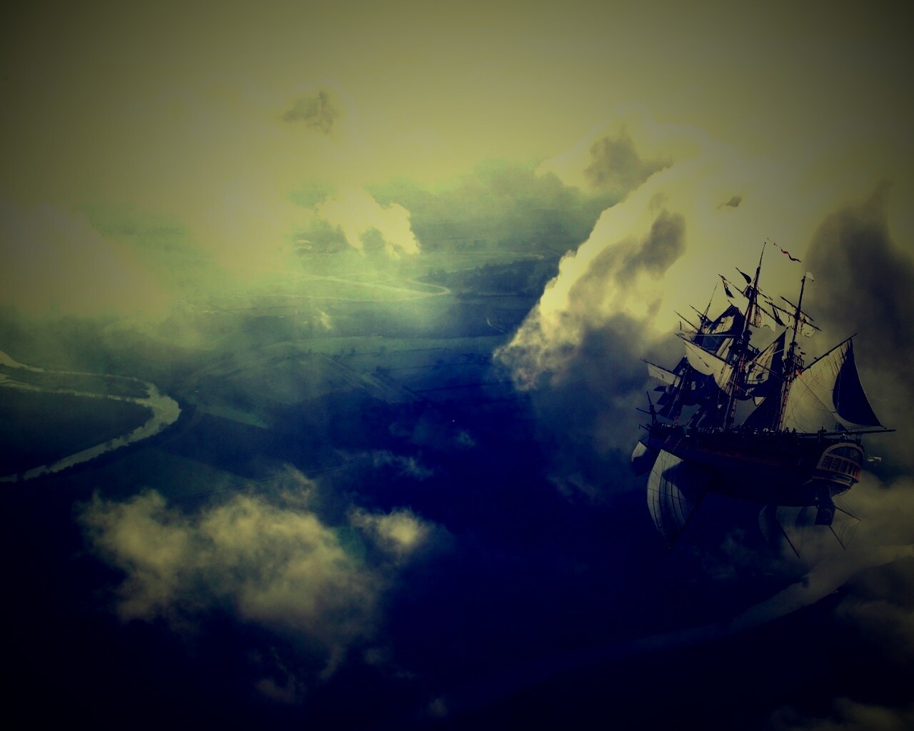 Летающий корабль обои