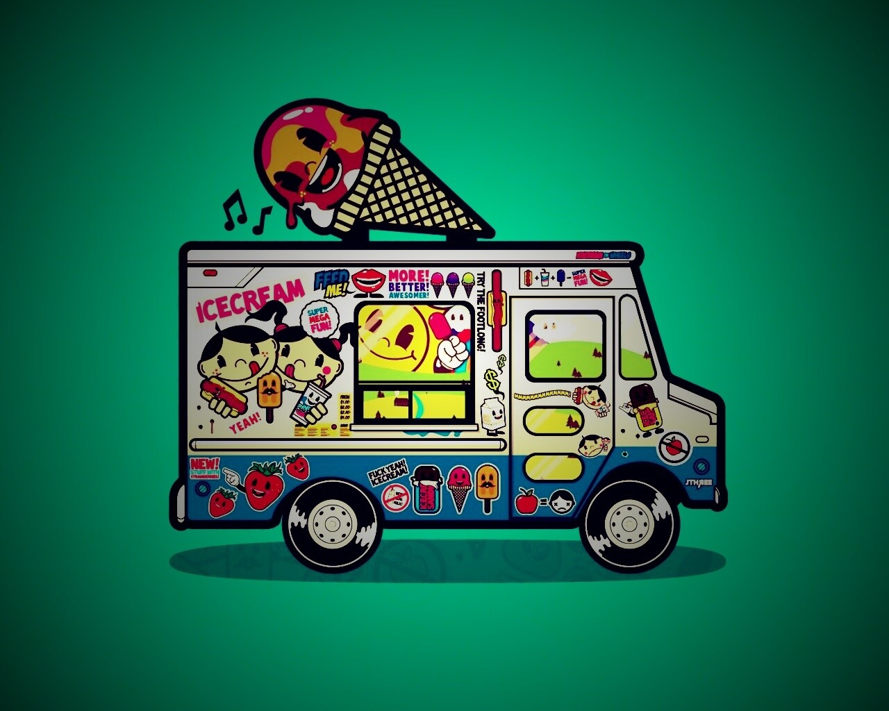 Фургончик мороженщика обои