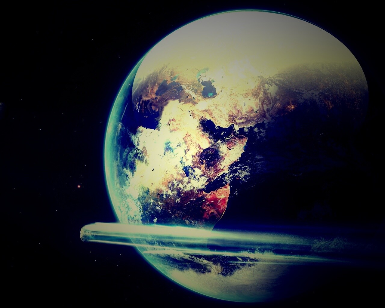 Метеорит пролетает мимо Земли обои