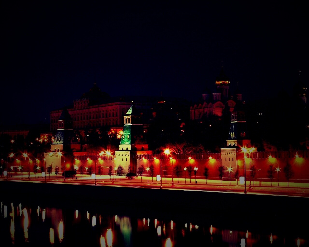 Ночной Кремль обои