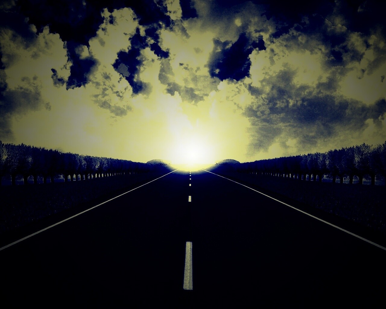 Дорога на закат обои