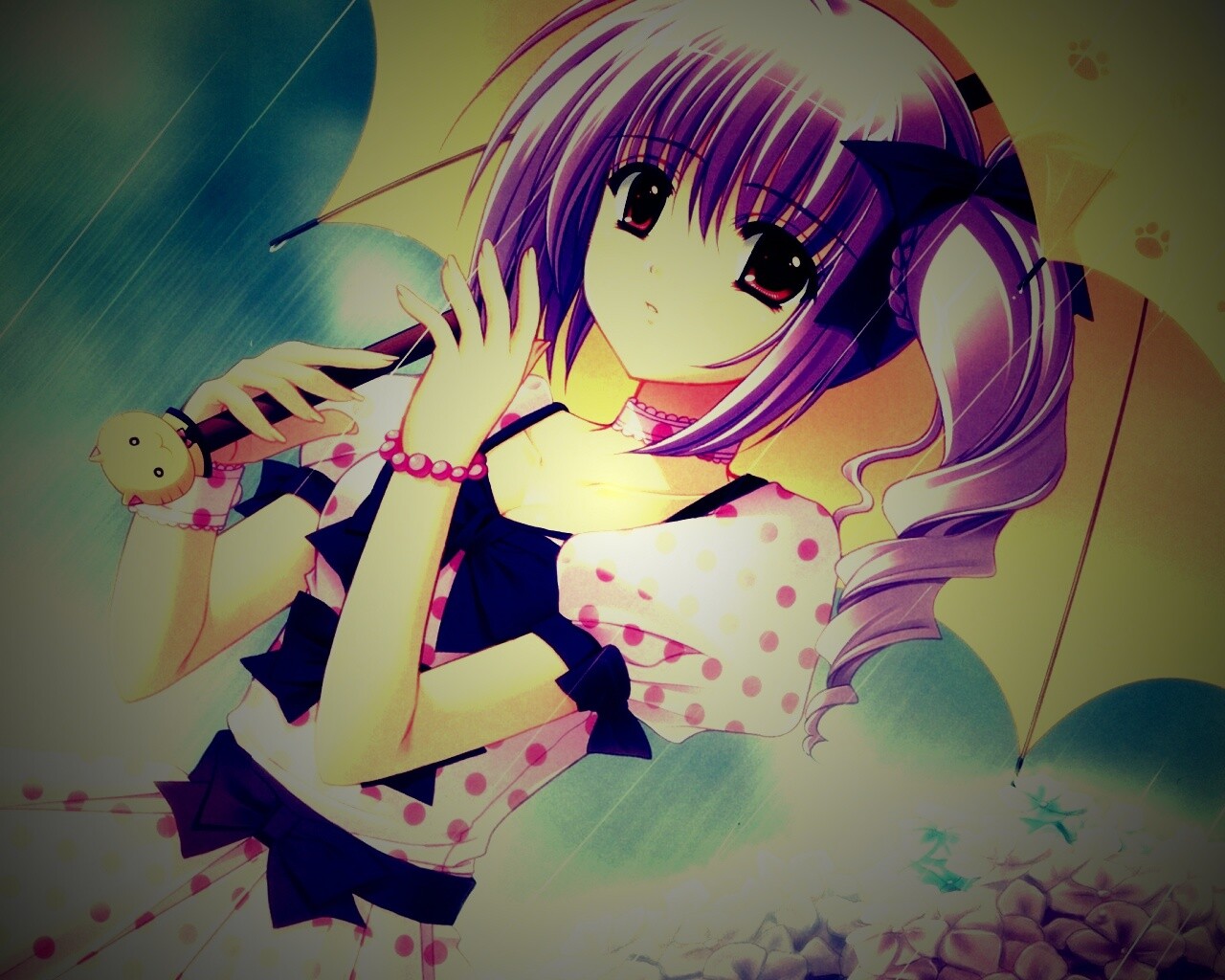 Девочка с зонтиком обои