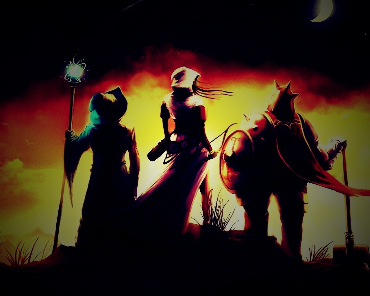 Воин, лучник и маг обои