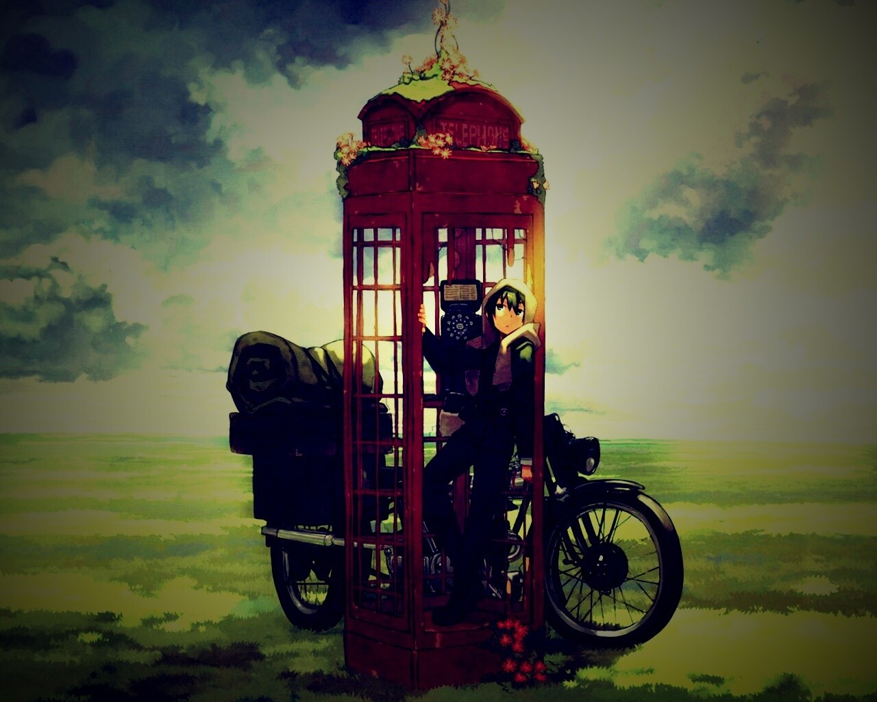 Парень в телефонной будке обои