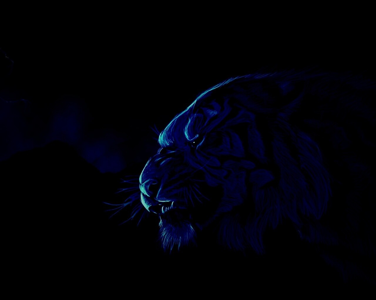 Рисунок грозного тигра обои