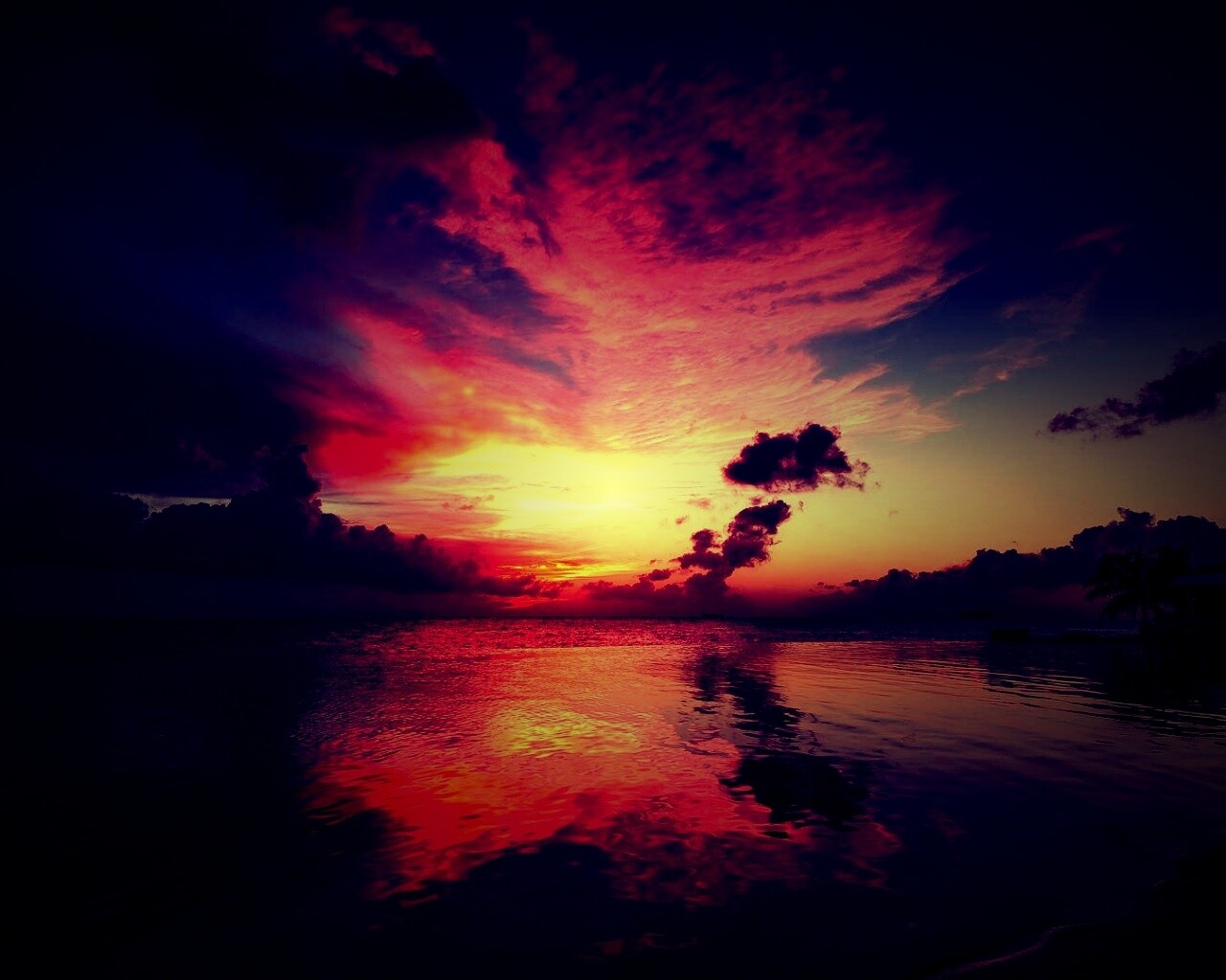 Закатное небо обои