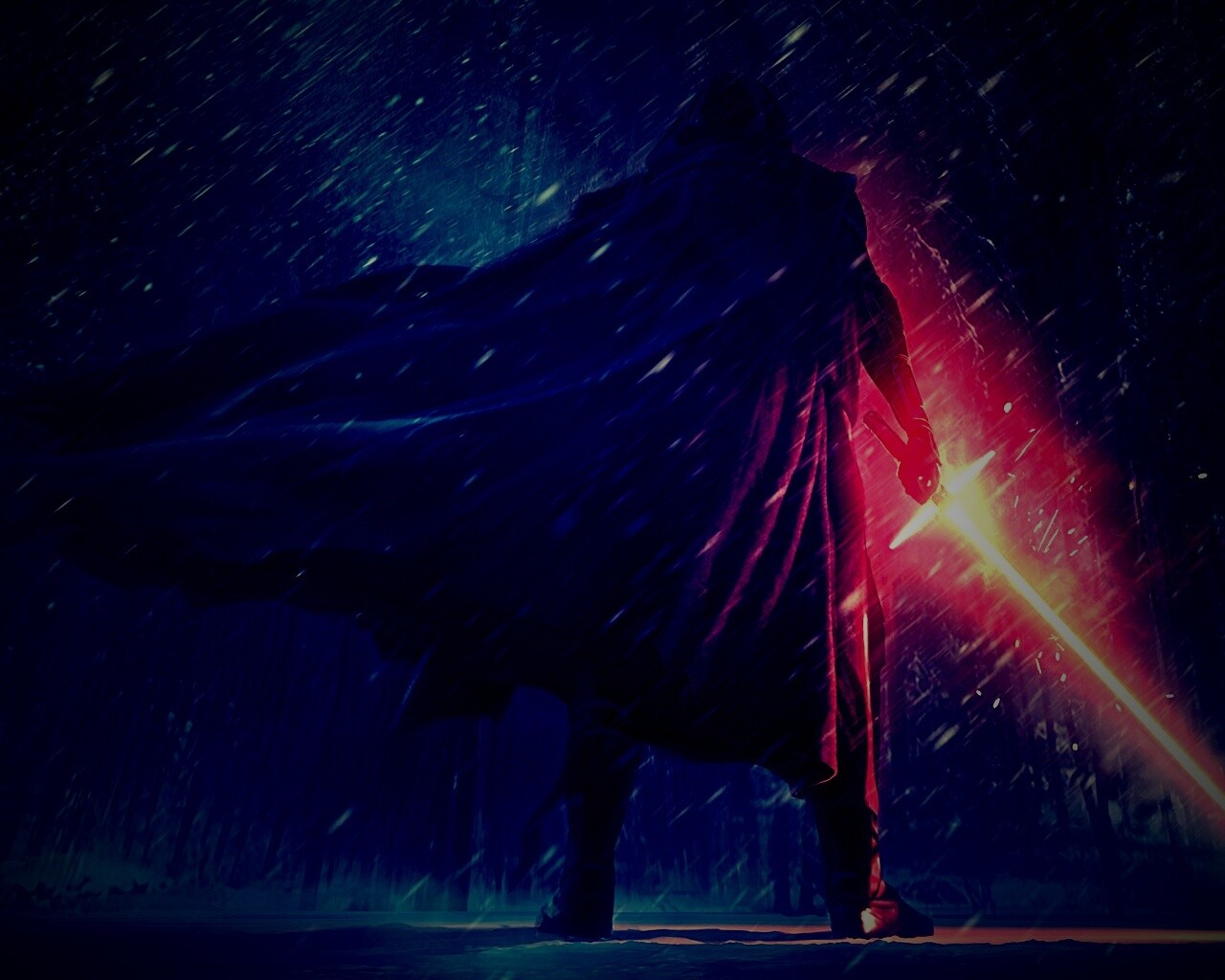 Кайло Рен в зимнем лесу обои