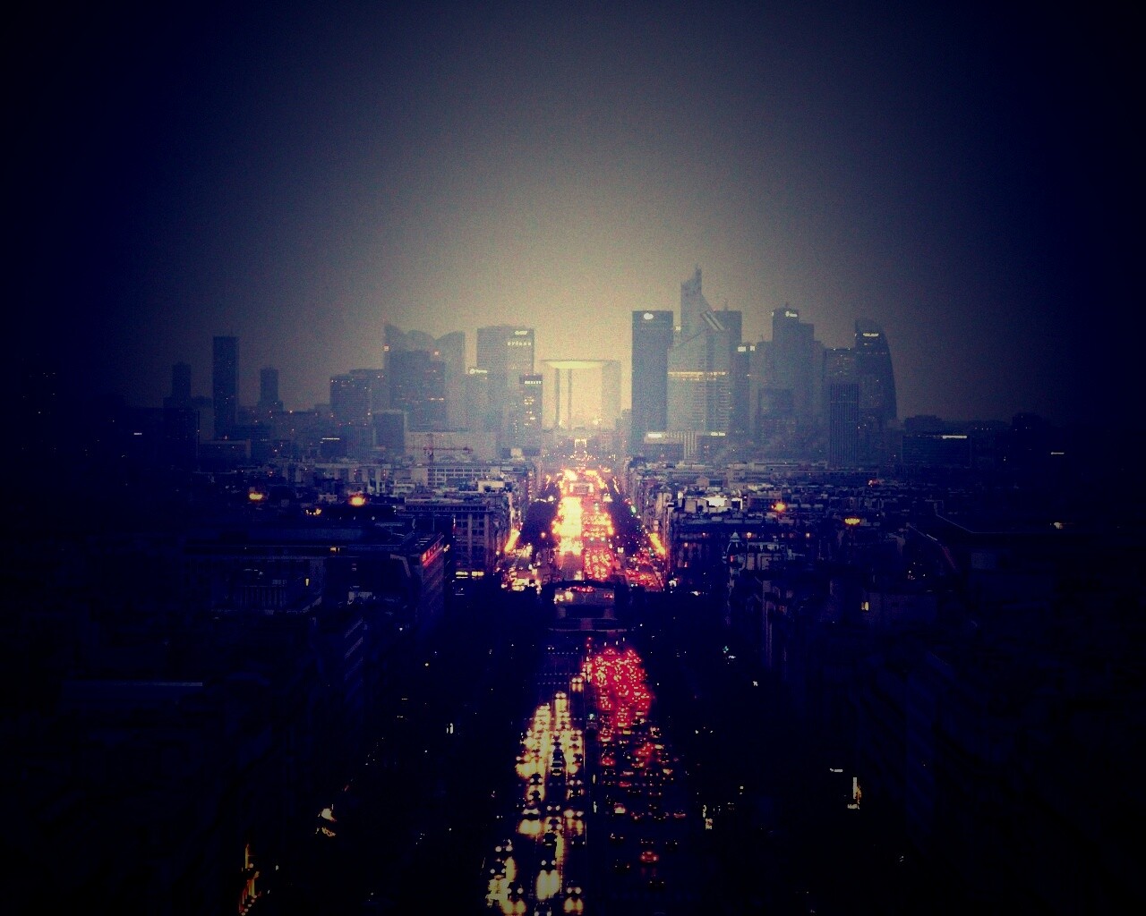 Ночной город в тумане обои