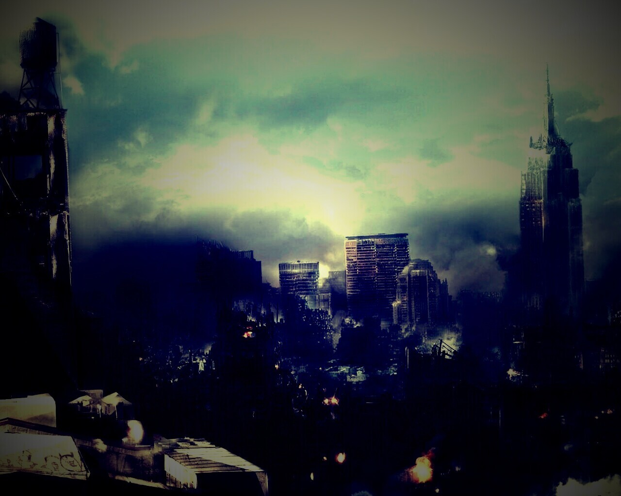 Город после ядерного взрыва обои