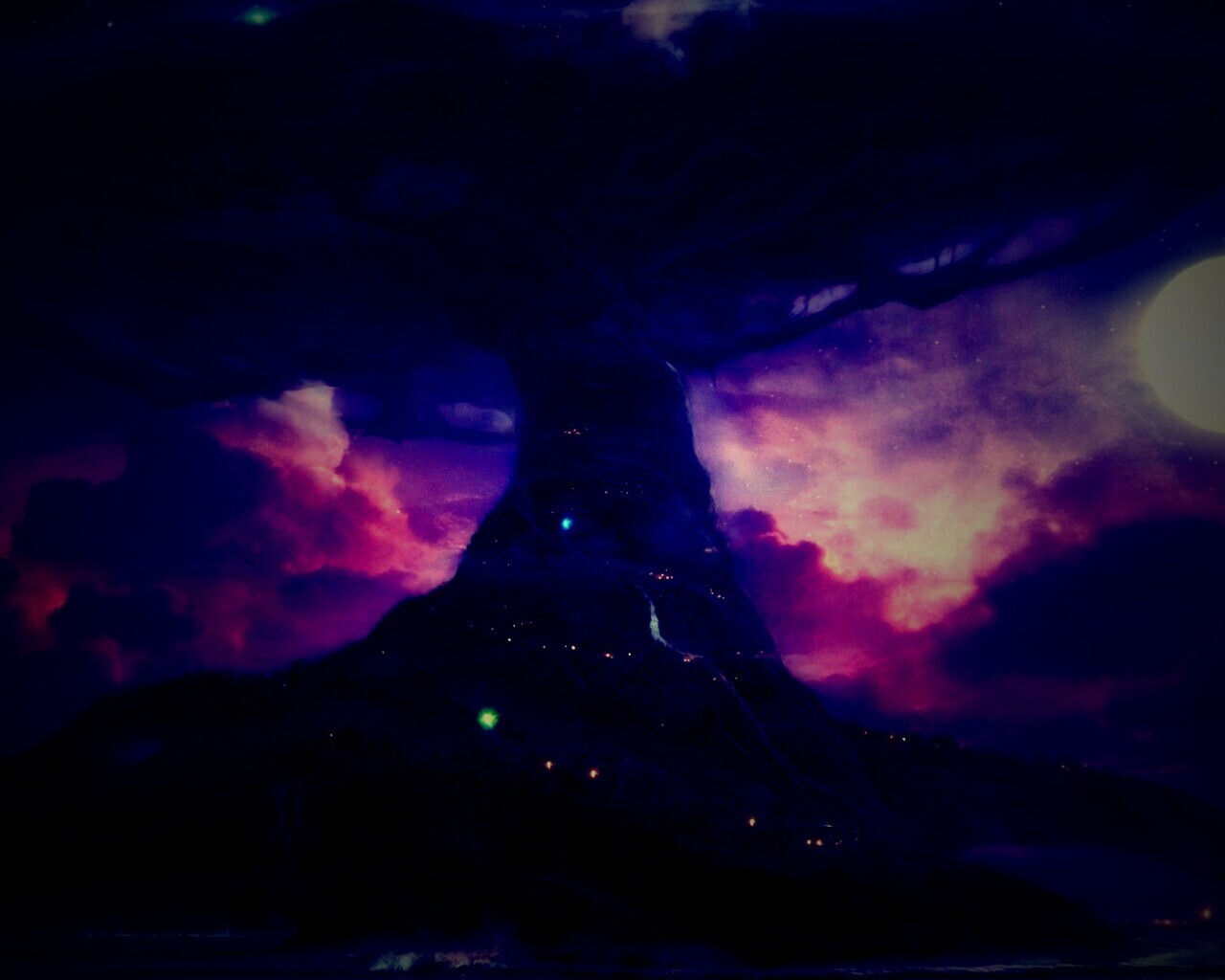 Дерево-город обои