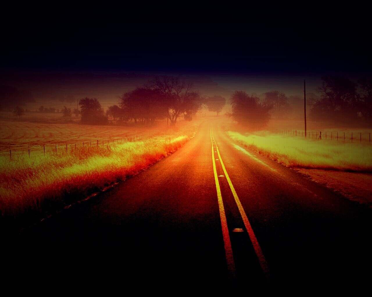 Туманная дорога обои